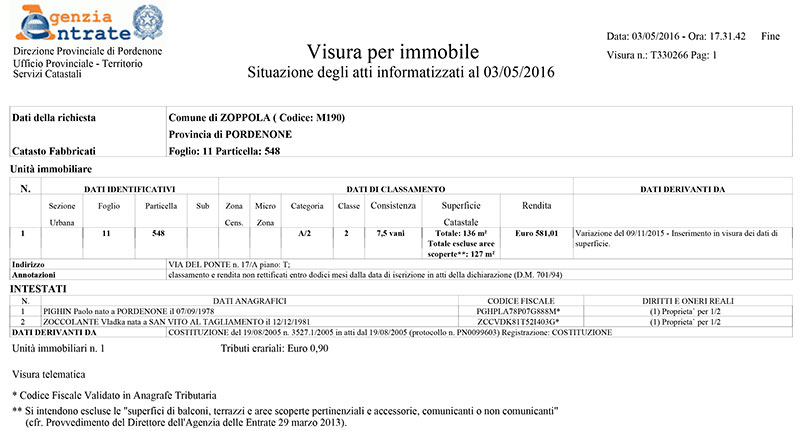 VISURA PER IMMOBILE